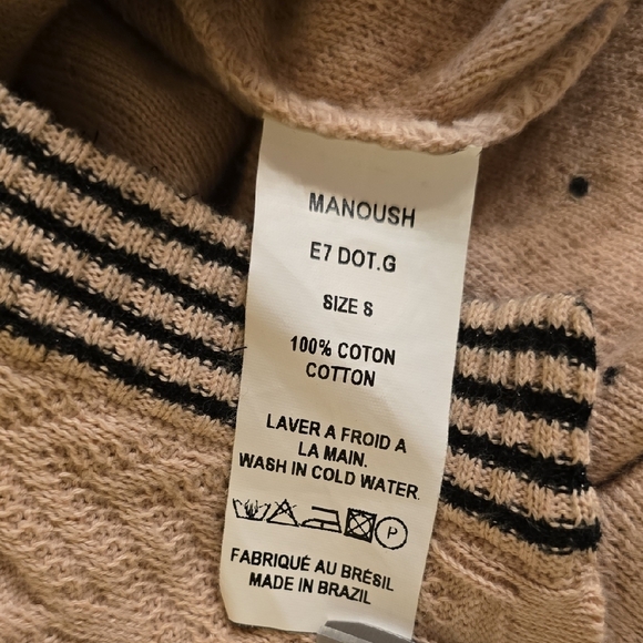 MANOUSH Cream and Black Cotton Long Cardigan with Textured Knit - Picture 11 of 14